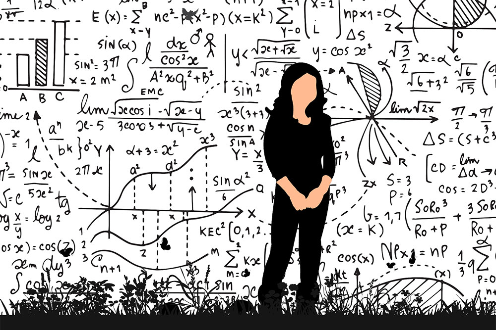 Link: สมน้ำหน้า (To get what one deserves) by Taylor Dawes. Image: An illustration of a teenage girl with maths equations behind her. 